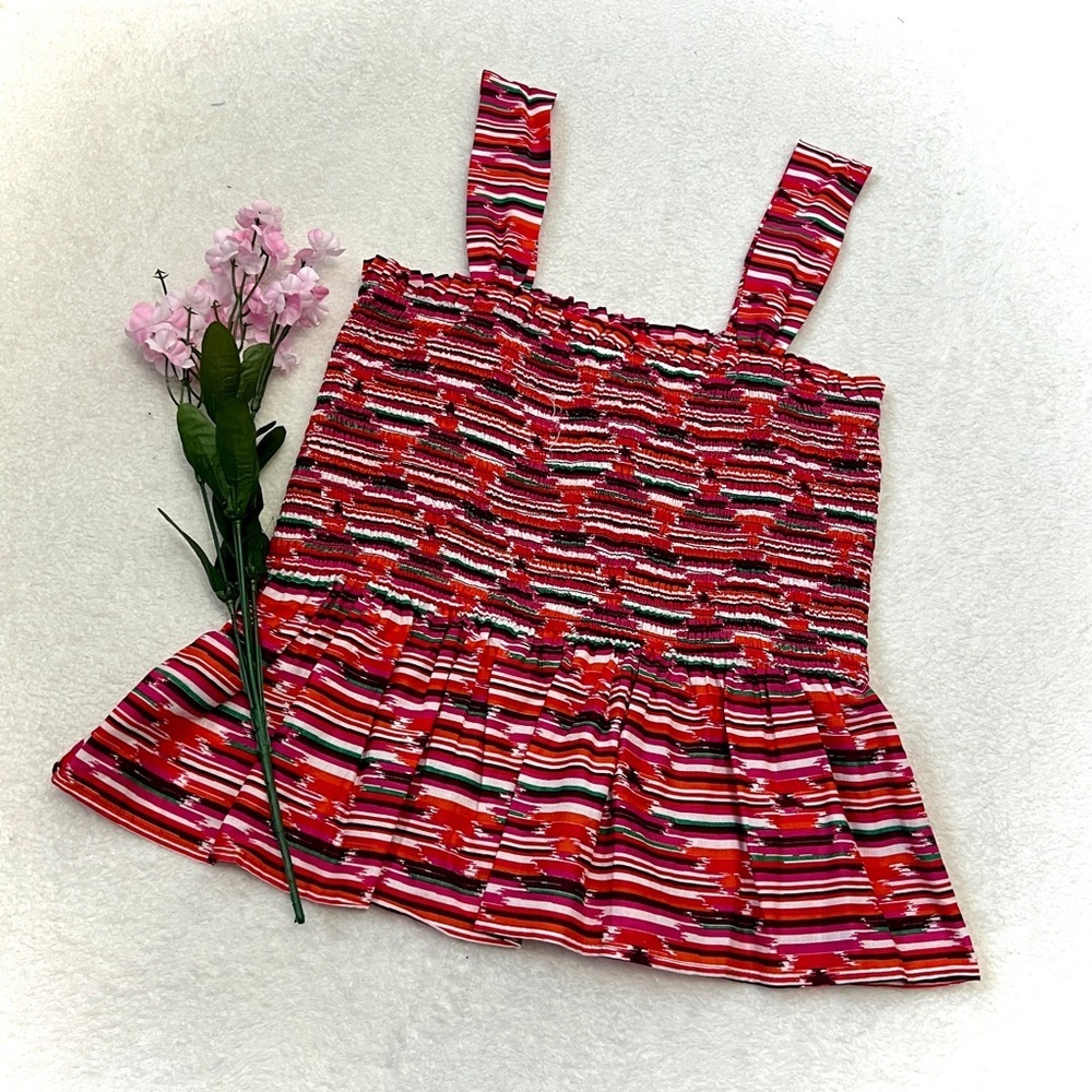LOFT NWT Ikat Smocked Peplum Tank Top - Size XS Petite